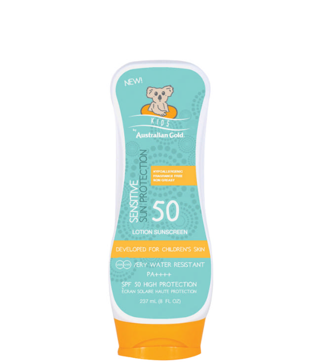 Australian Gold Solcreme Lotion faktor 50 Kids, 237 ml.