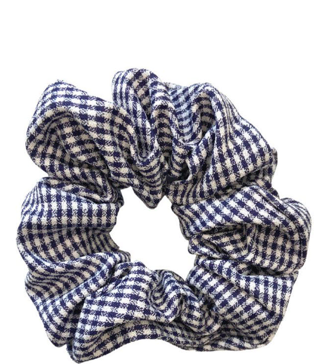 JA-NI Hair Accessories - Hair Scrunchies Medium, The Navy Thin Checkered