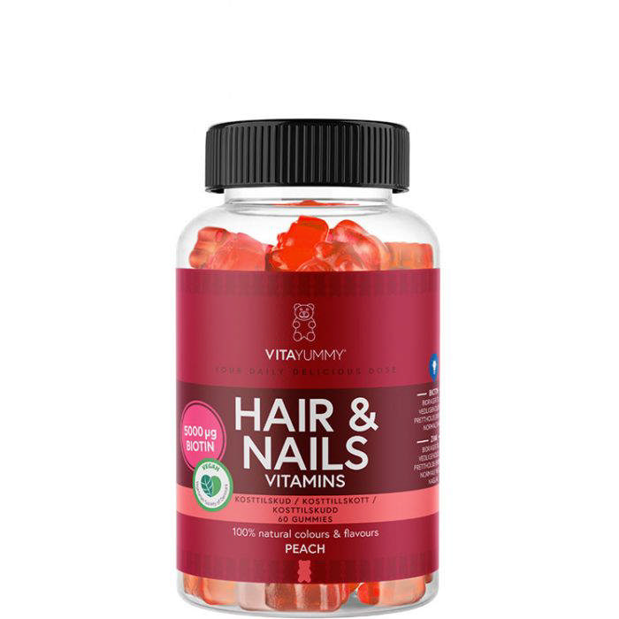 VitaYummy Hair & Nails Peach, 60 stk.